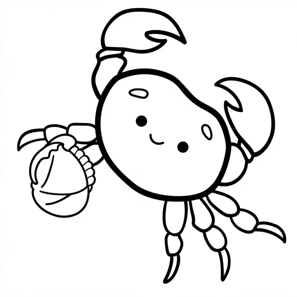 Раскраска – Крабик с ракушкой