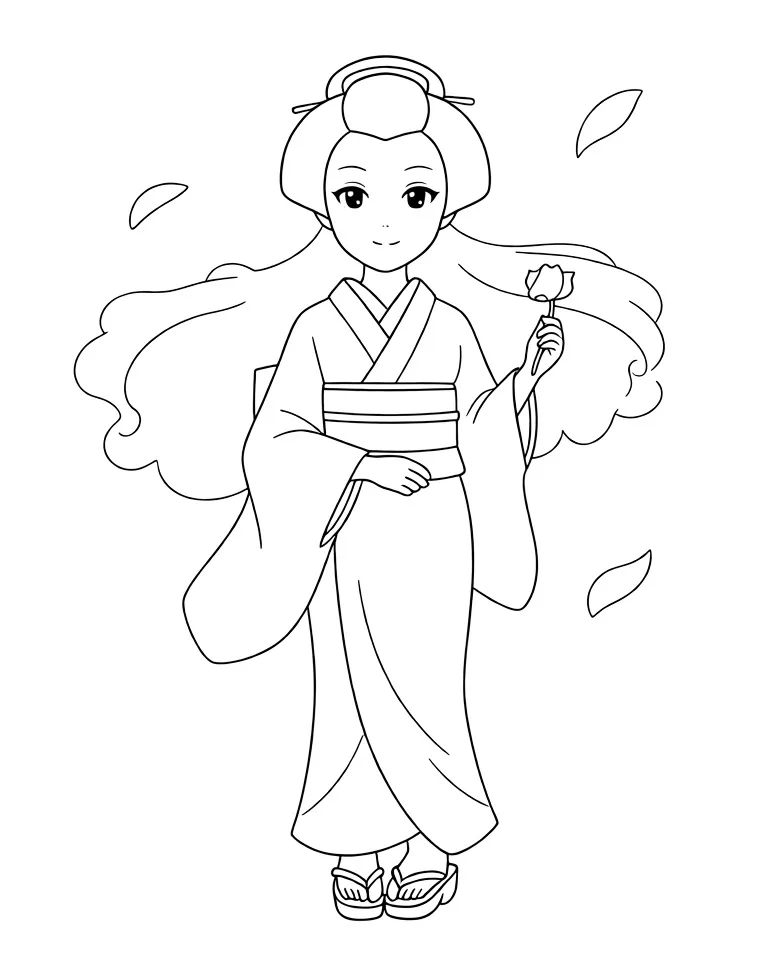 Раскраска – Красивая гейша