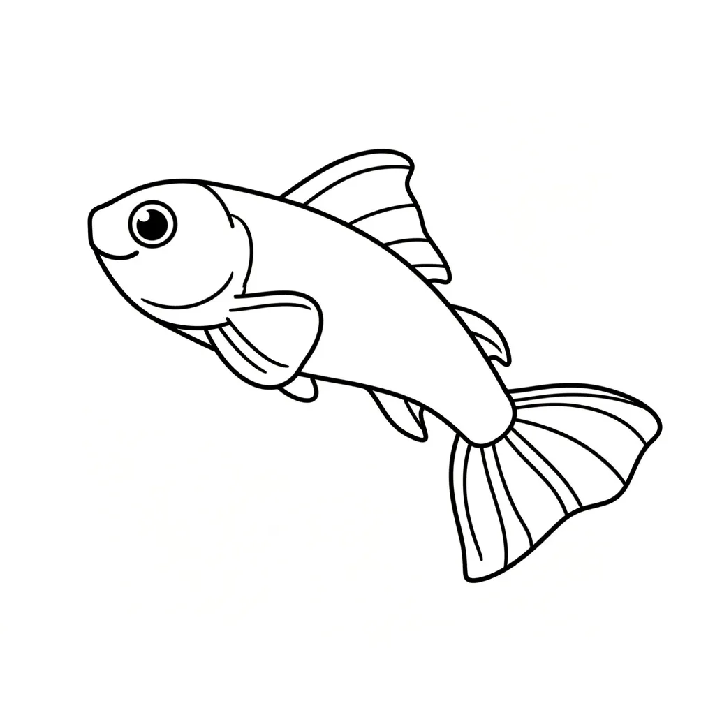 Раскраска – Красивая рыбка-гуппи