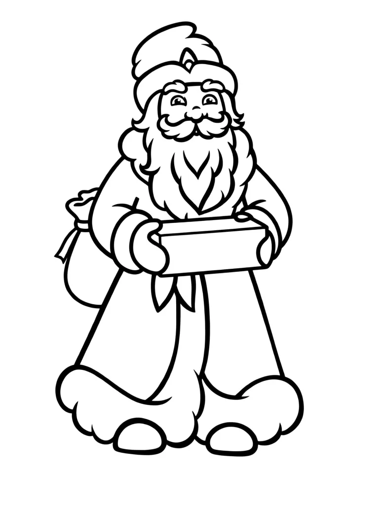 Раскраска – Красивый Дед Мороз