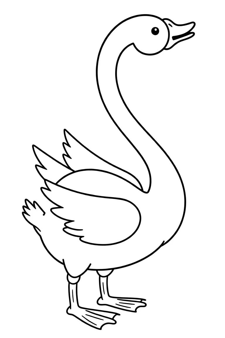 Раскраска – Красивый лебедь