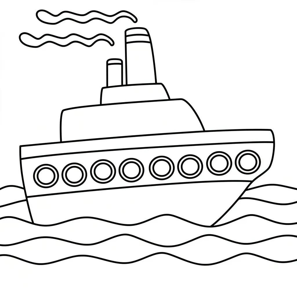 Раскраска – Красивый пароход