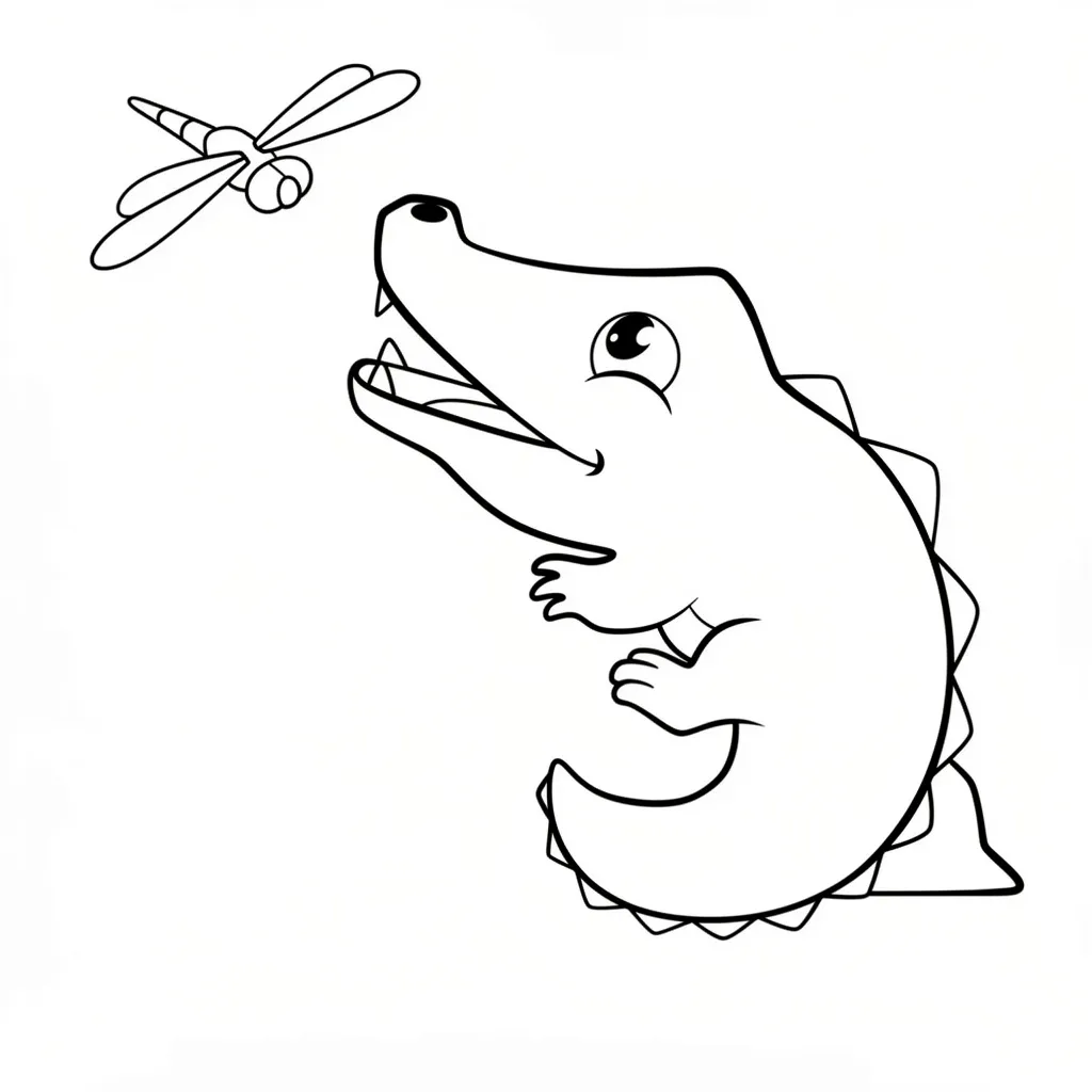Раскраска – Крокодил увидел стрекозу