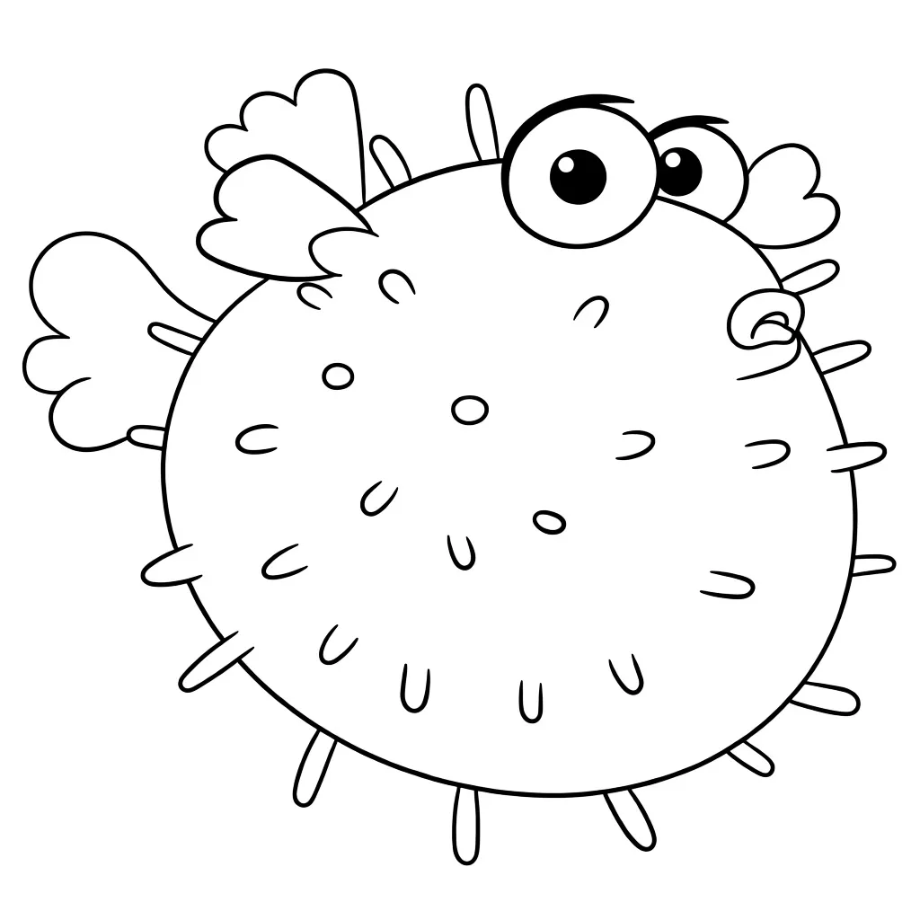 Раскраска – Круглая рыба-фугу