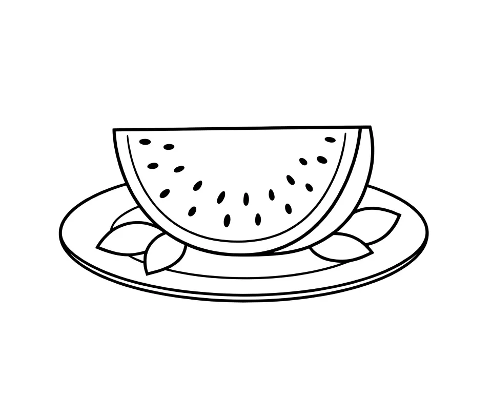 Раскраска – Кусочек спелого арбуза
