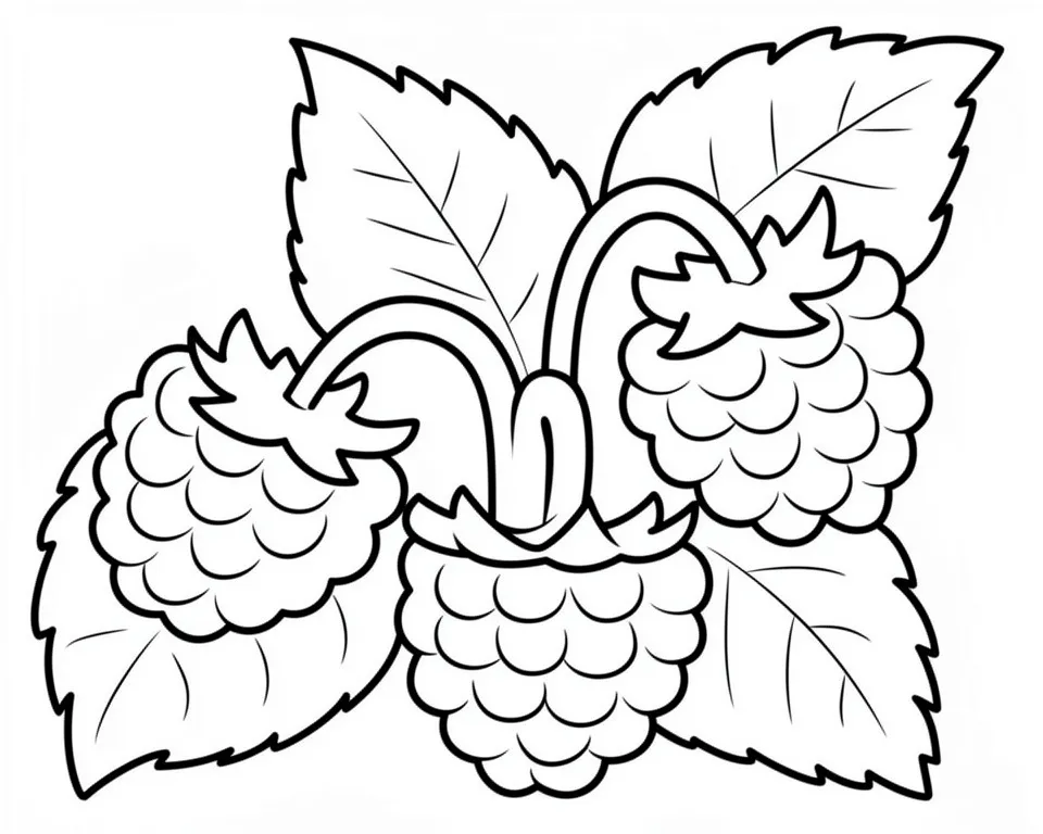 Раскраска – Куст свежей малины