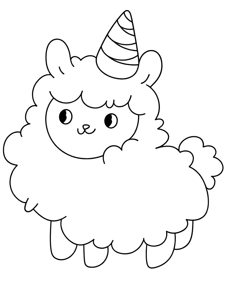 Раскраска – Лама в колпаке