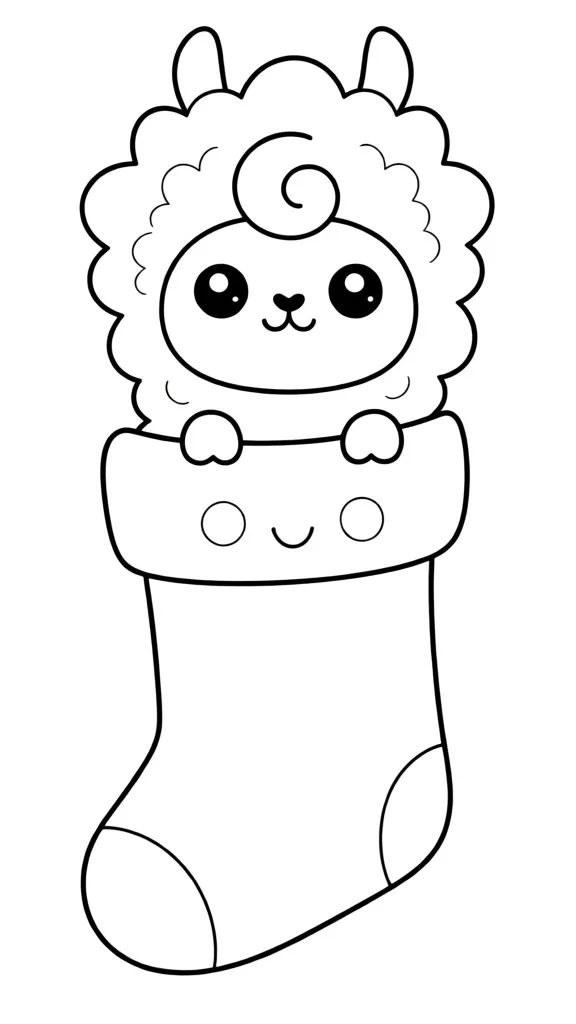 Раскраска – Лама в носочке