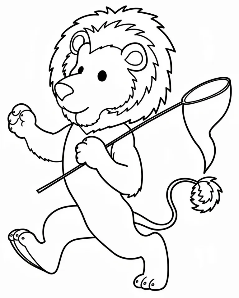 Раскраска – Лев на прогулке