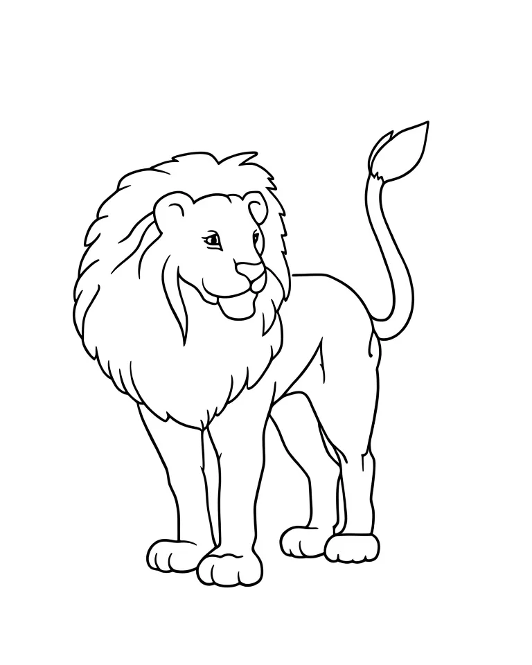 Раскраска – Лев в саванне