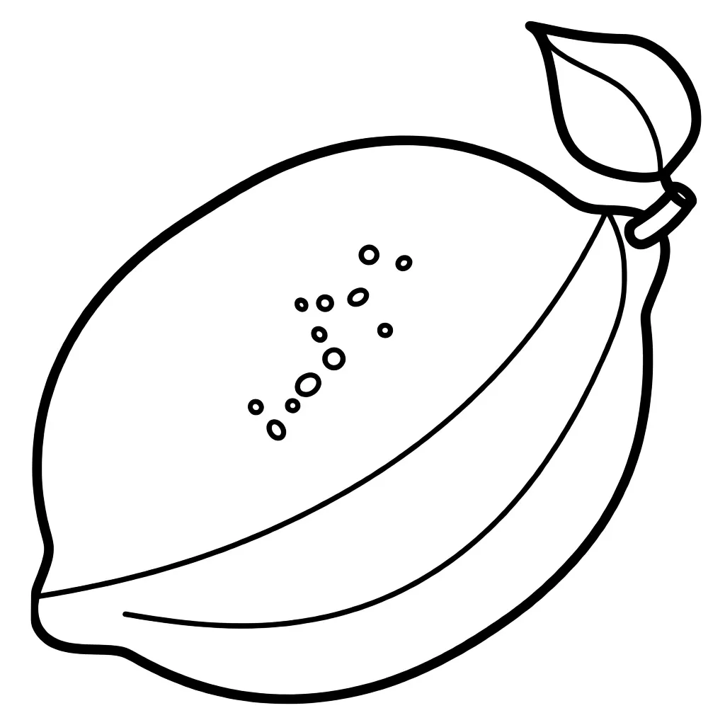 Раскраска – Лимон с листочком