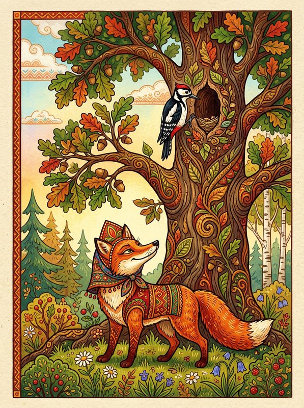 Лиса и дятел