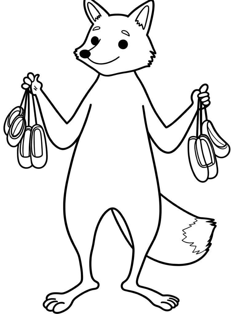 Раскраска – Лиса и лапти