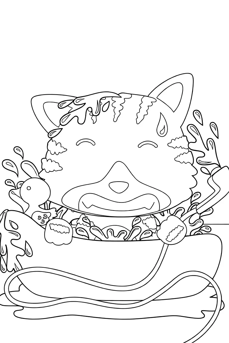 Раскраска – Лисичка купается