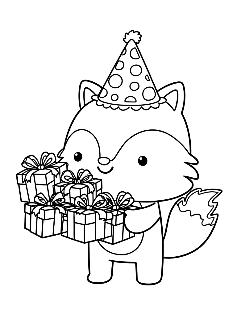 Раскраска – Лисичка с подарками