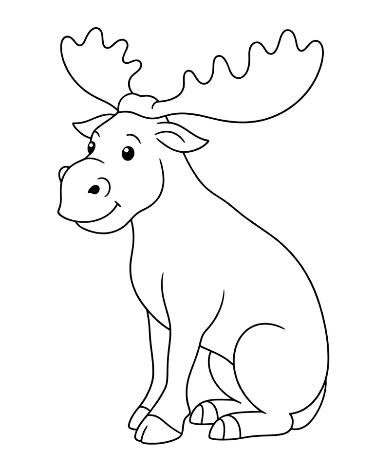 Раскраска – Лось с большими рогами