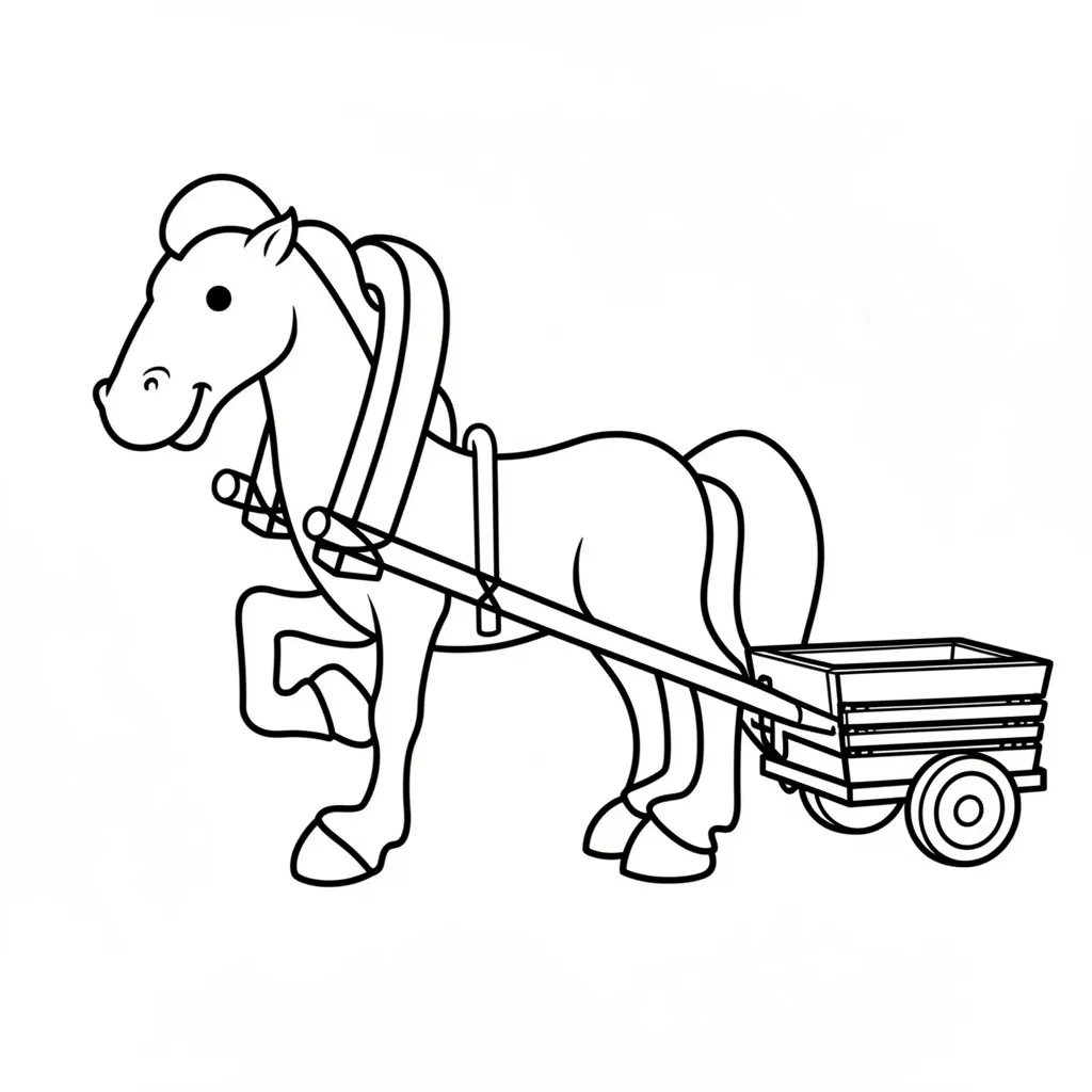 Раскраска – Лошадь в повозке