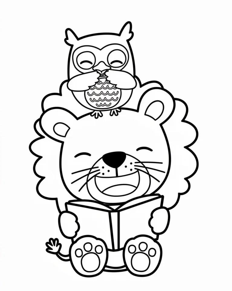 Раскраска – Львенок читает