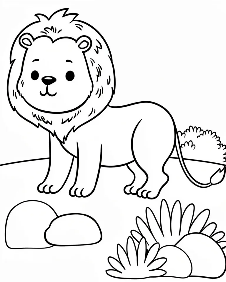 Раскраска – Львенок в саванне