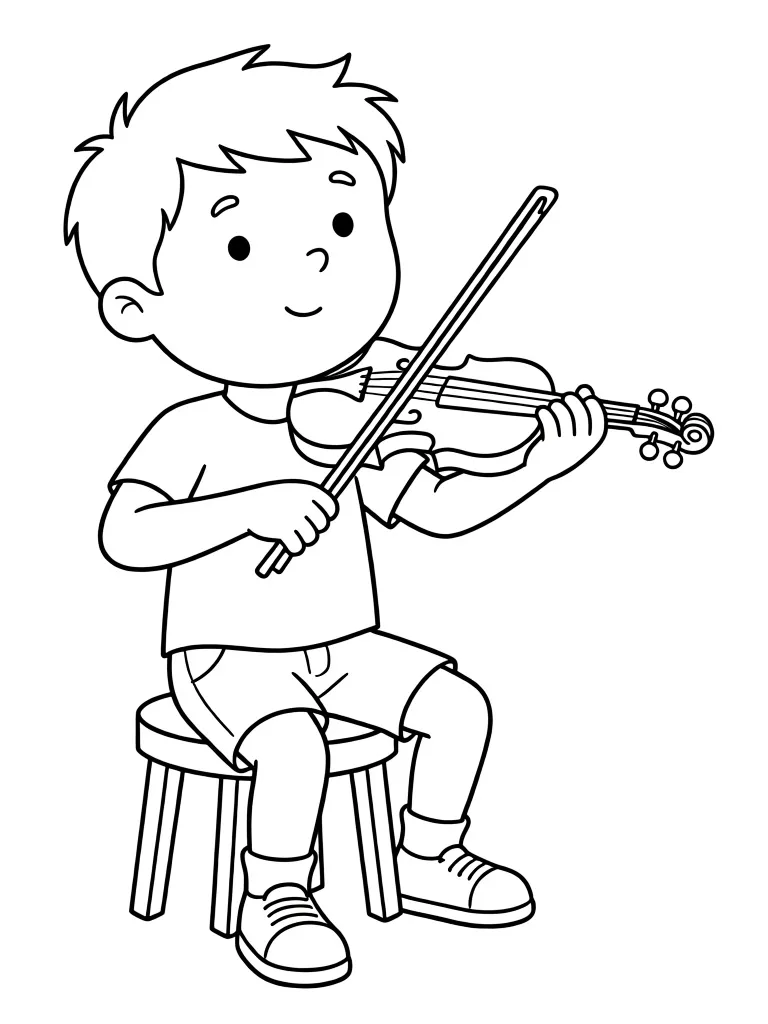 Раскраска – Мальчик играет на скрипке