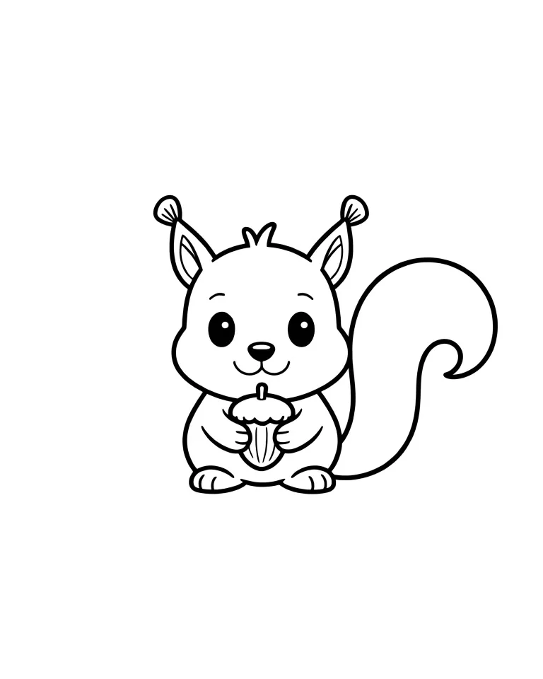 Раскраска – Маленький бельчонок