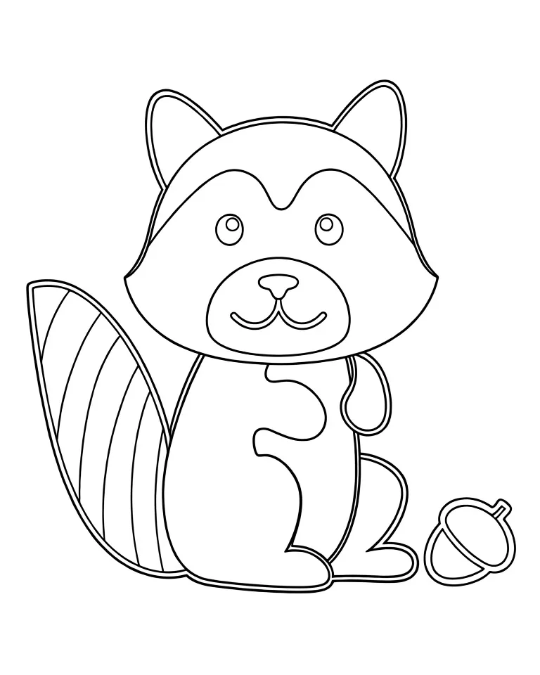 Раскраска – Маленький енотик