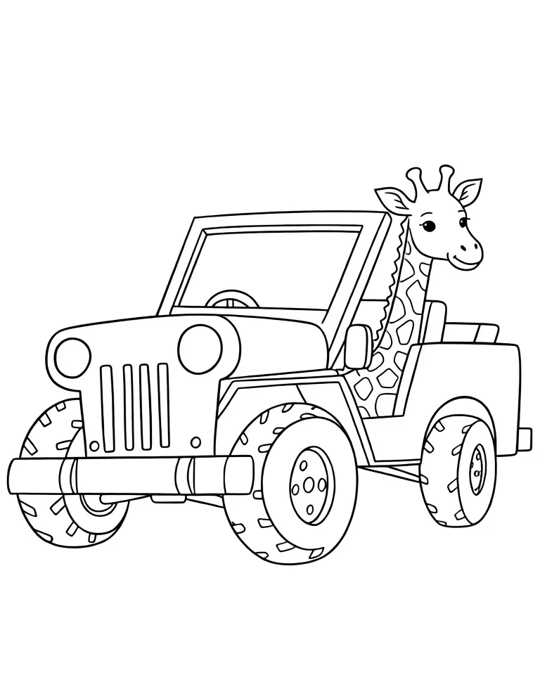 Раскраска – Машина для сафари