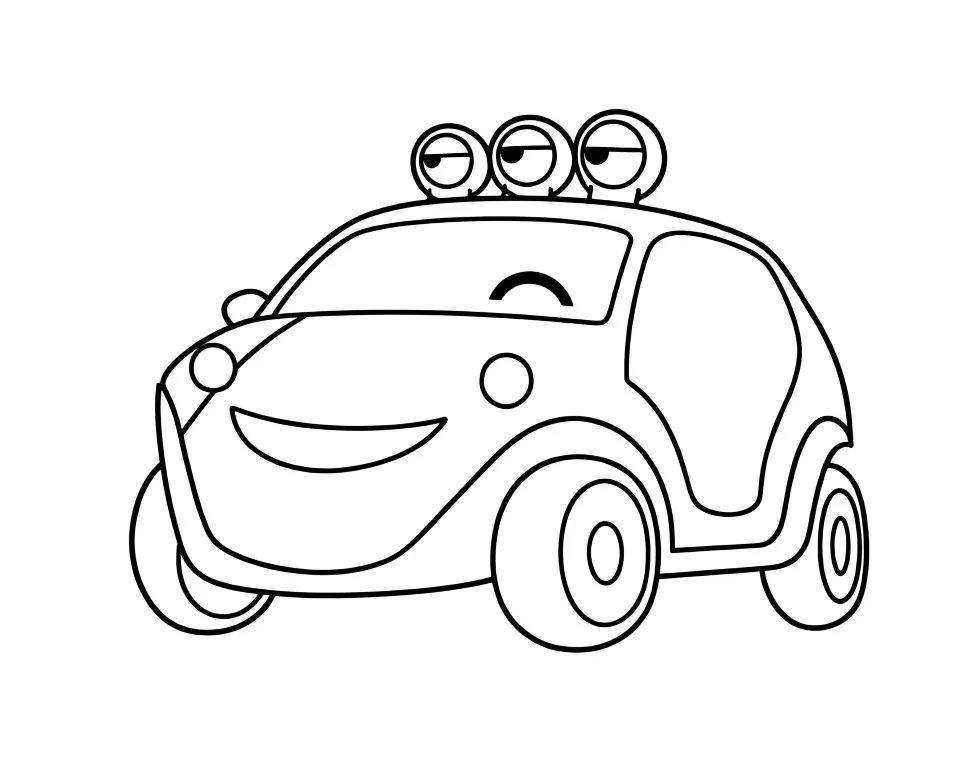 Раскраска – Машинка с мордочкой