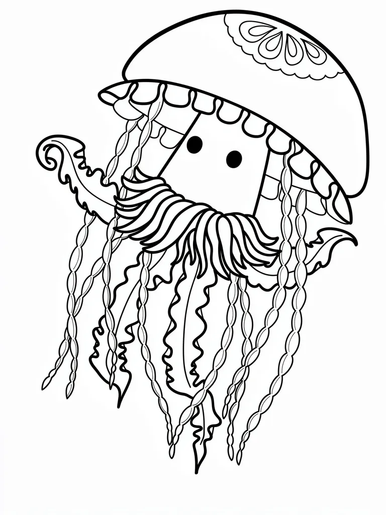 Раскраска – Медуза плавает в море