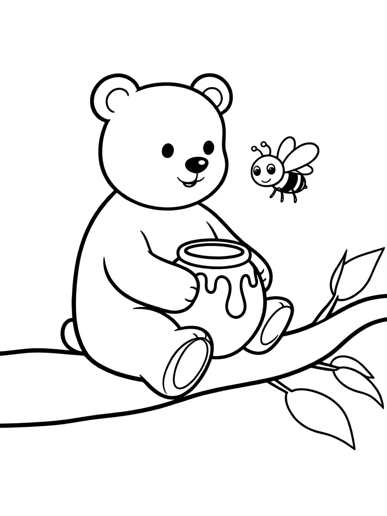Раскраска – Медвеженок на дереве