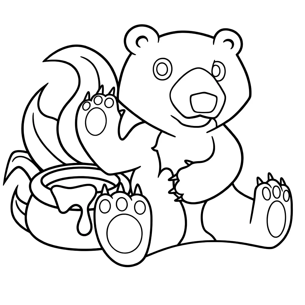 Раскраска – Медвежонок машет лапкой