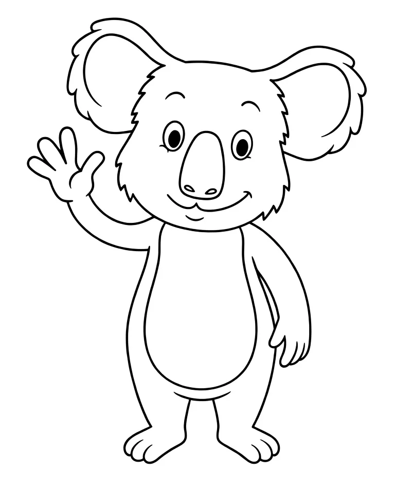 Раскраска – Милая коала машет