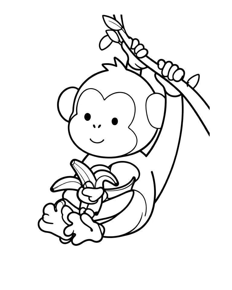 Раскраска – Милая обезьянка