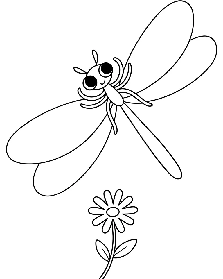 Раскраска – Милая стрекоза
