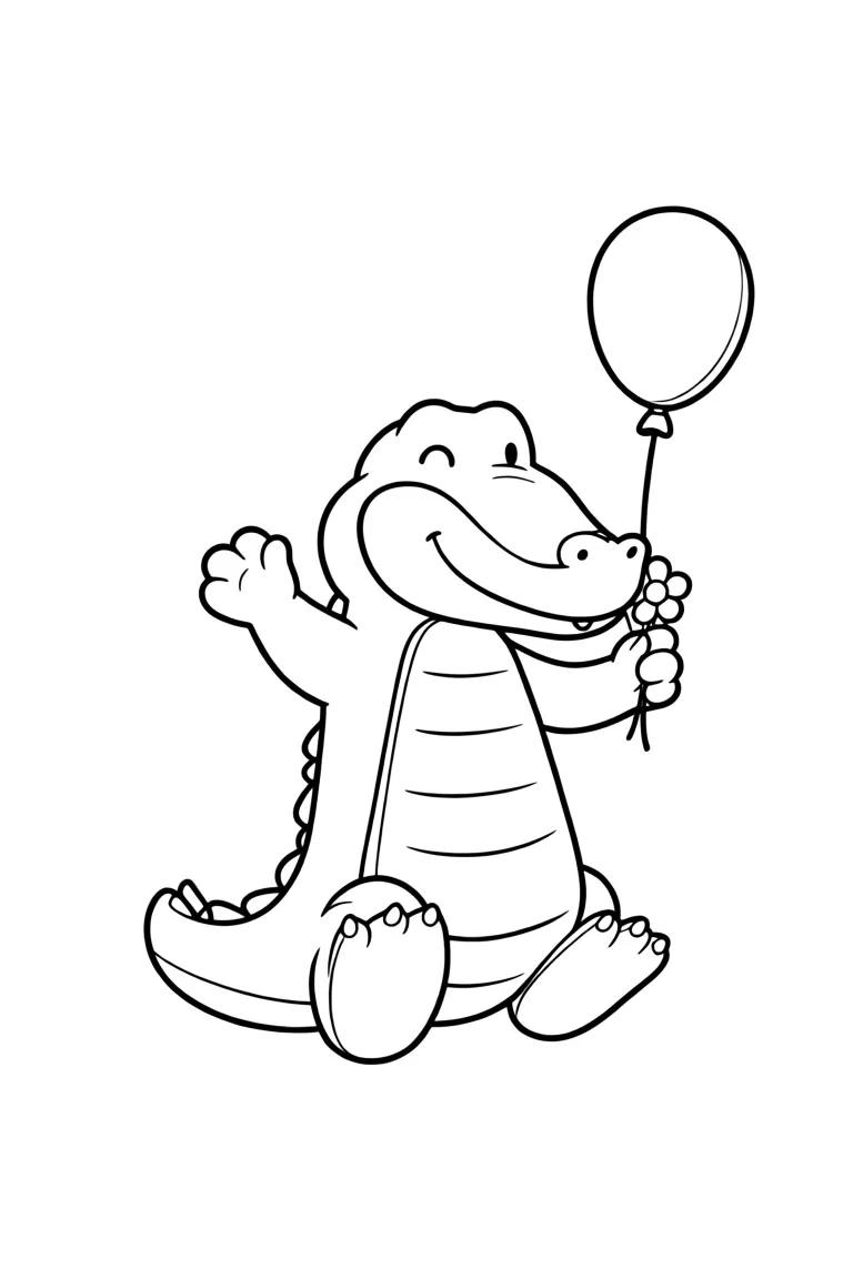 Раскраска – Милый крокодил