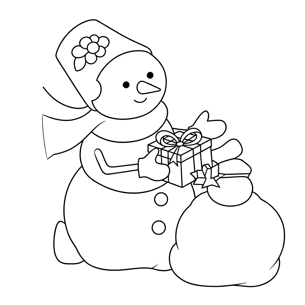Раскраска – Милый снеговик