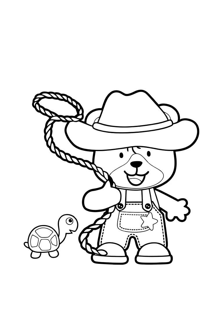 Раскраска – Мишка ковбой