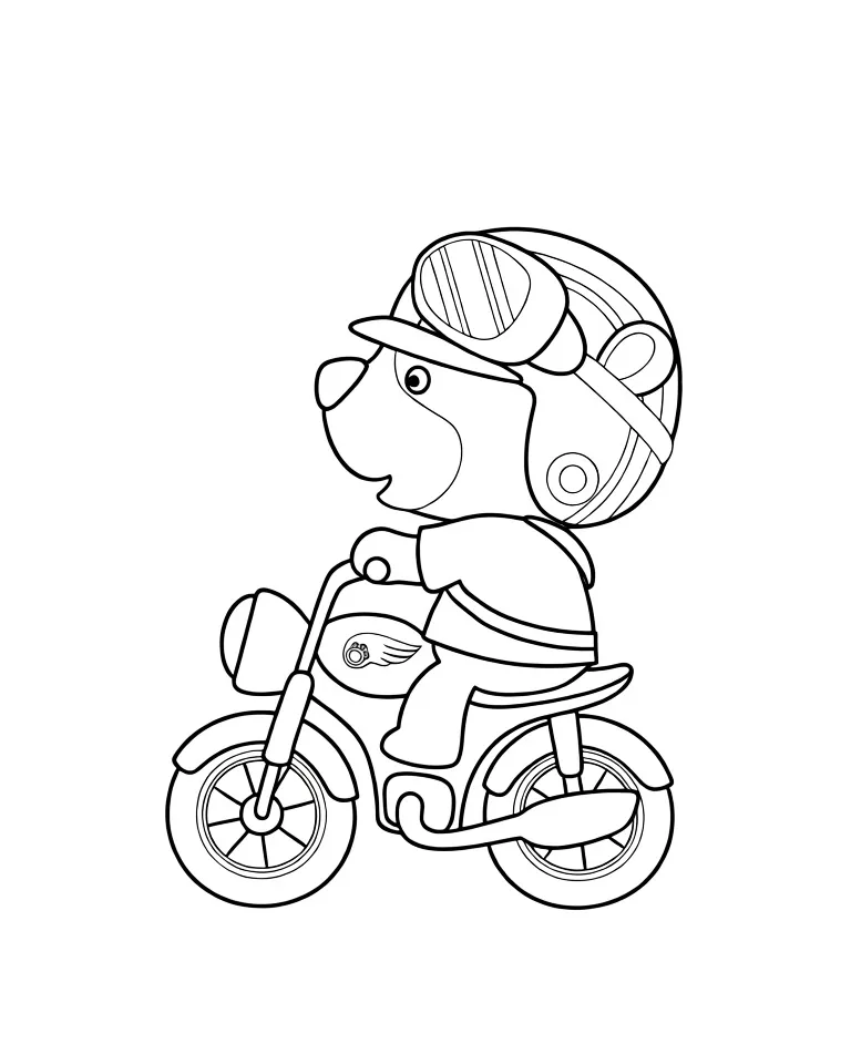 Раскраска – Мишка на мопеде