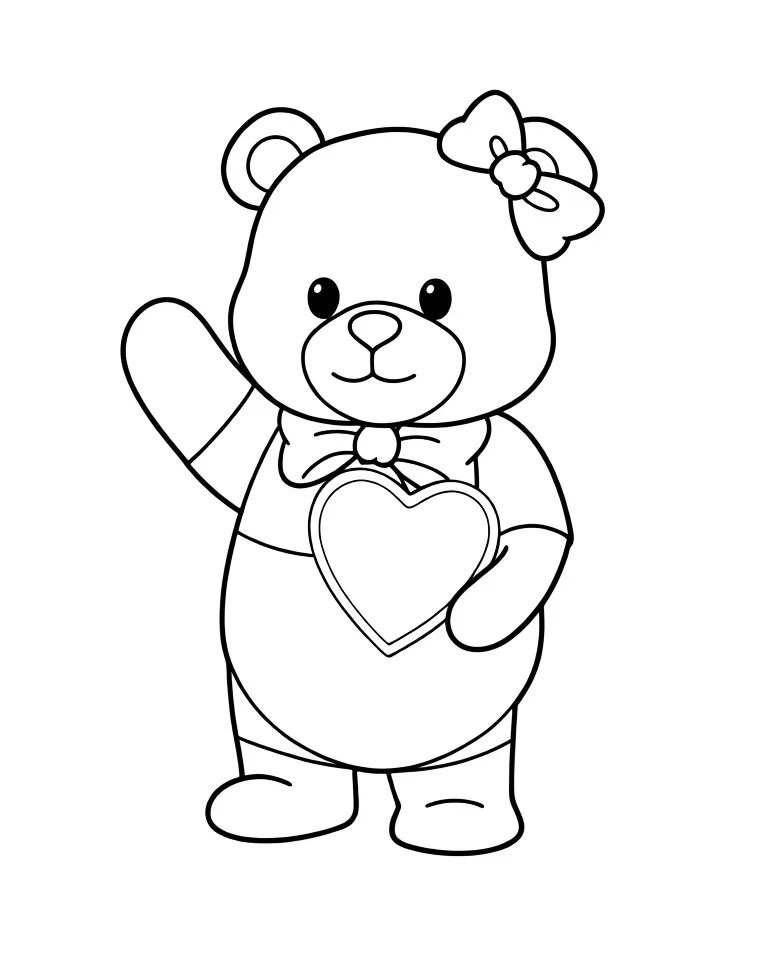 Раскраска – Мишка с бантиком