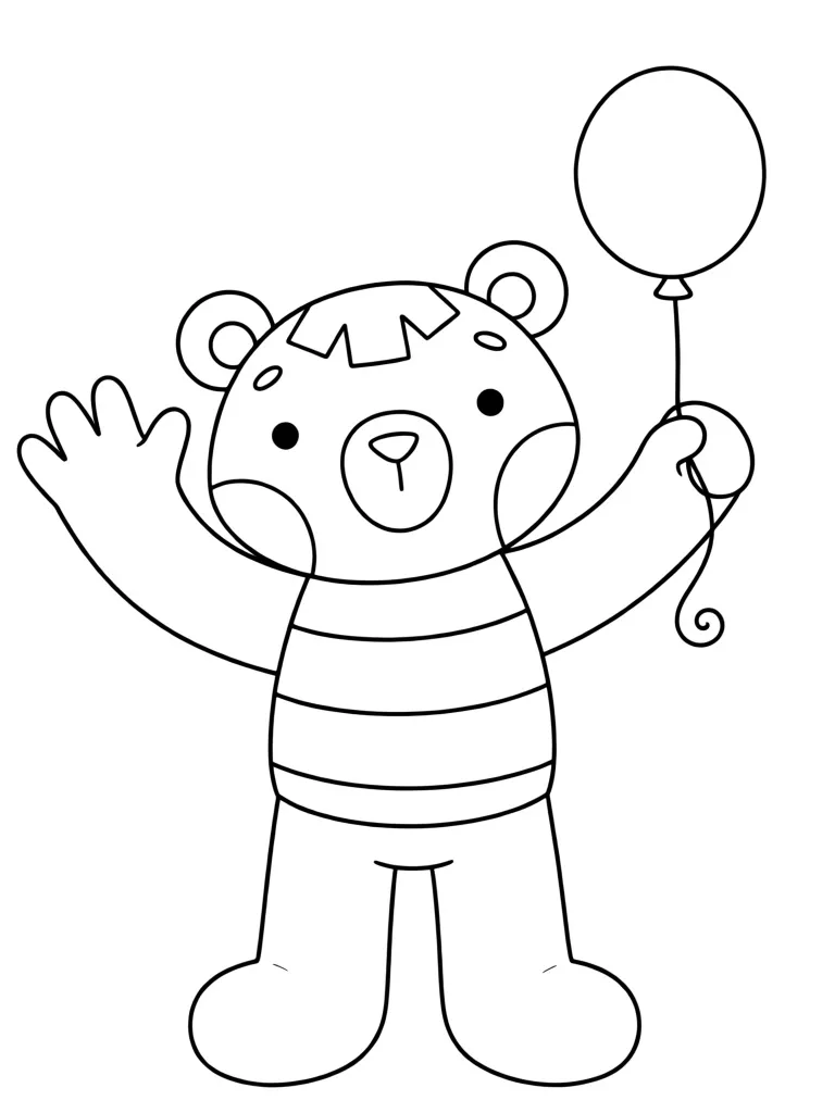 Раскраска – Мишка с шариком