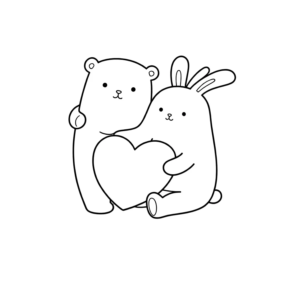 Раскраска – Мишка с зайкой друзья