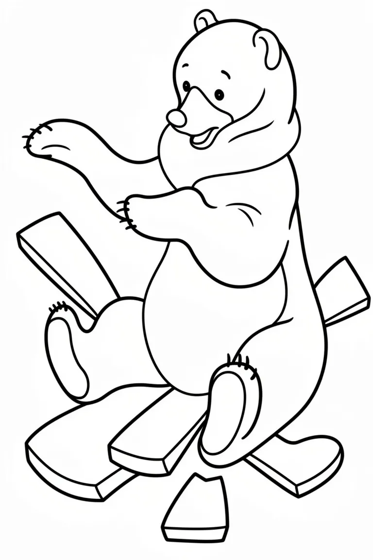 Раскраска – Мишка упал