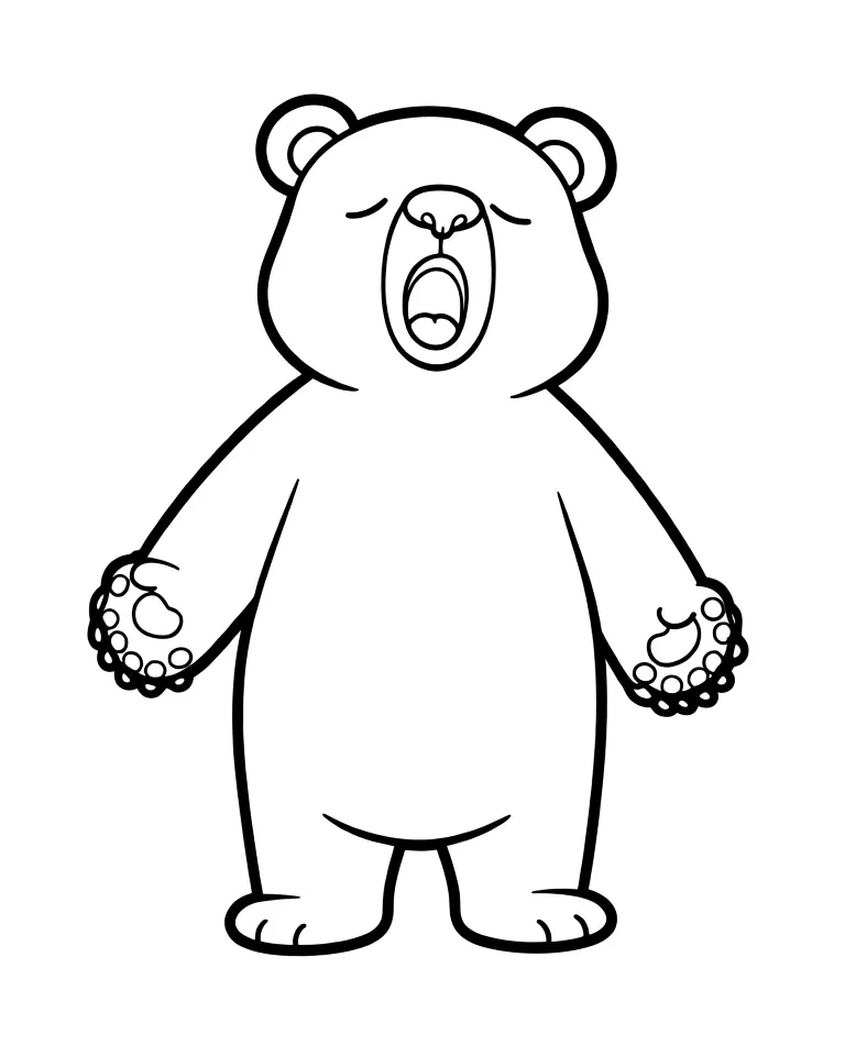 Раскраска – Мишка зевает
