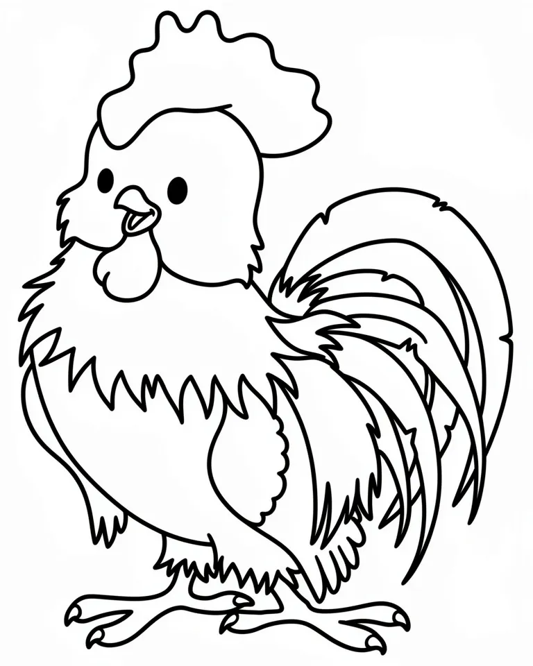 Раскраска – Молодой петушок
