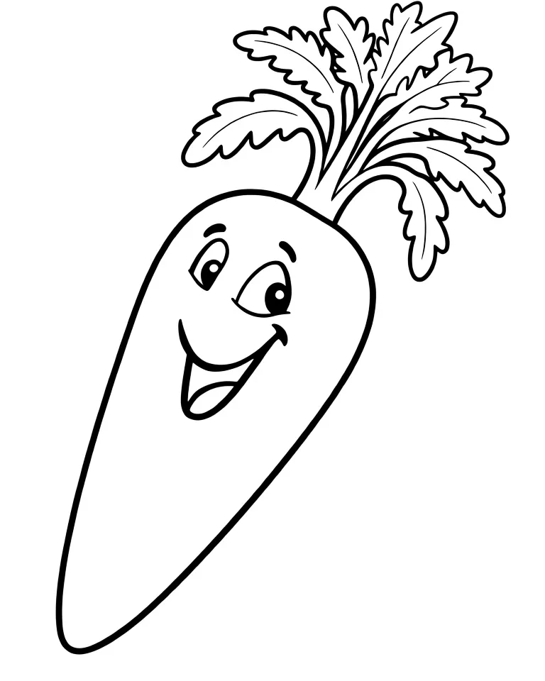 Раскраска – Морковь с пышной ботвой