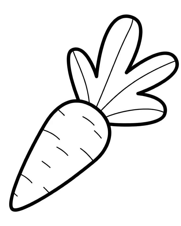 Раскраска – Морковь с сочной ботвой