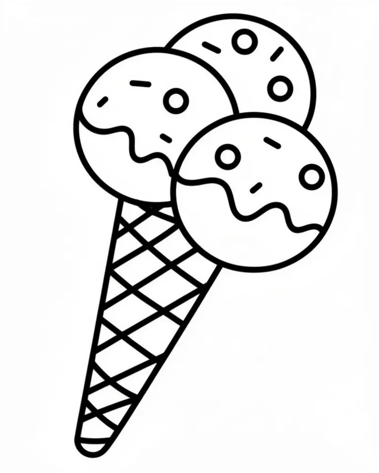 Раскраска – Мороженое в рожке
