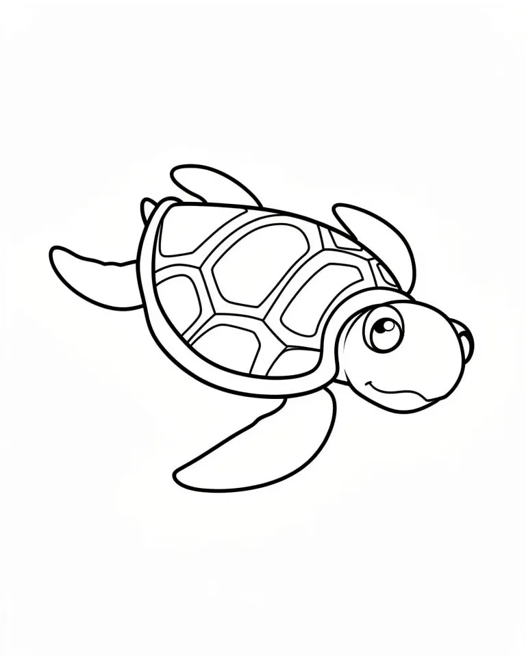 Раскраска – Морская черепаха плывет
