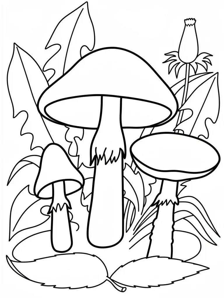 Раскраска – Мухоморы в лесу
