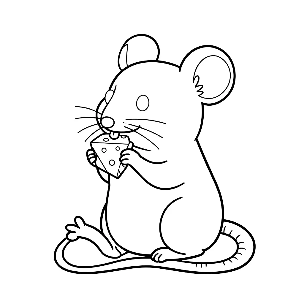 Раскраска – Мышка ест сыр